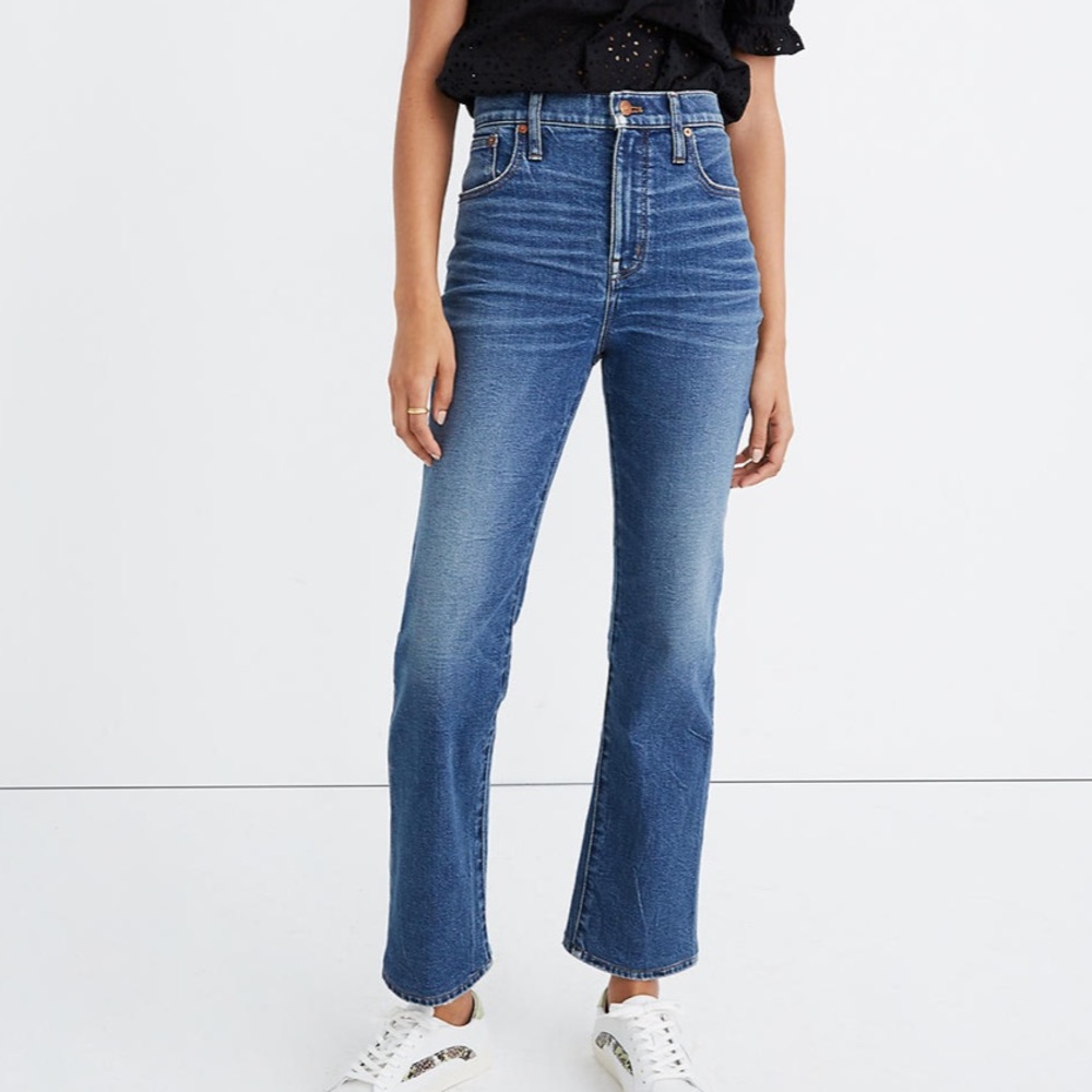 Madewell Slim Demi Boot jeans 30 Sundale Wash raw hem crop